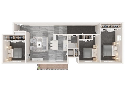 Floor plan for 3 beds, 1 bath, 1200 sqft